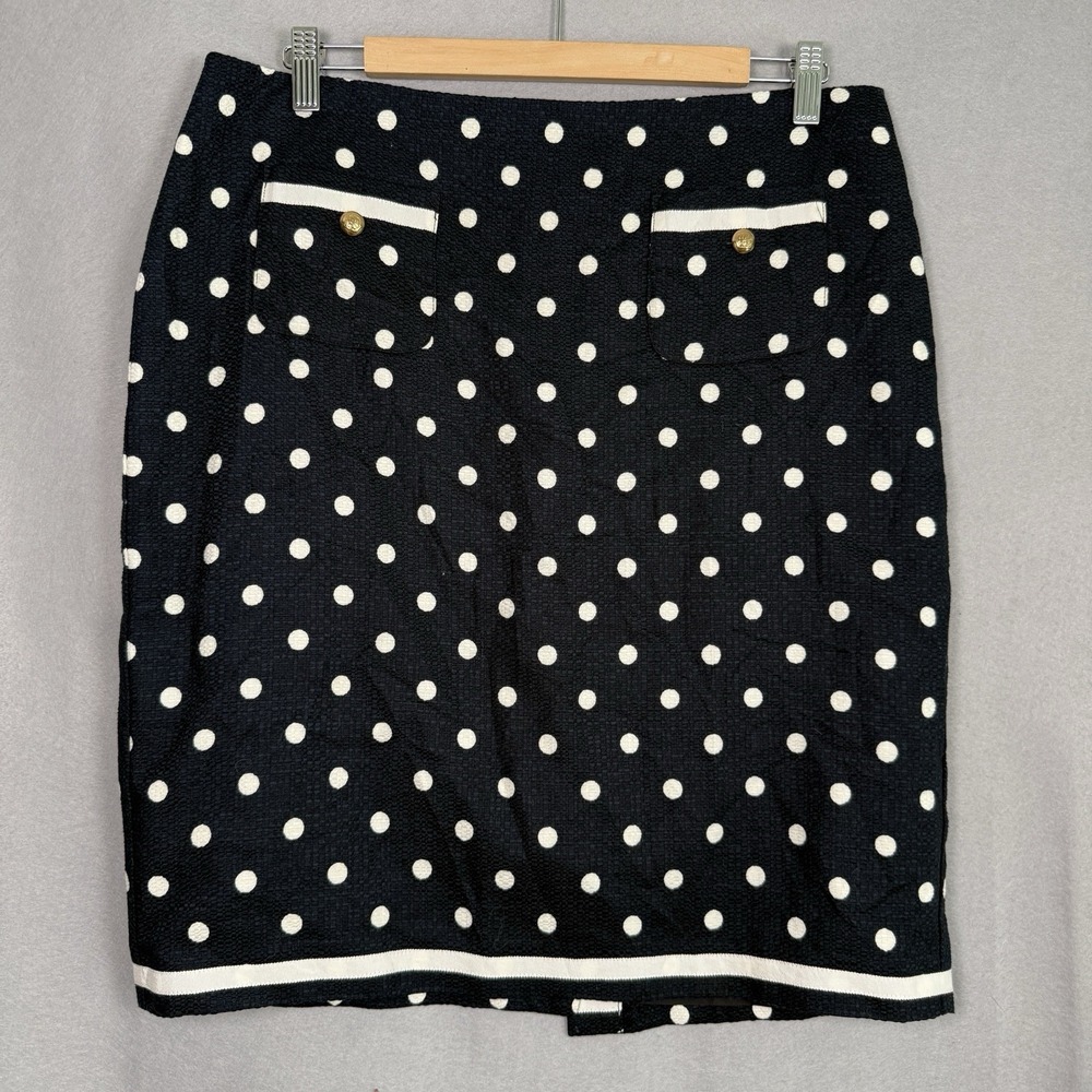 Talbots Polka Dot Mini Skirt Preppy Twee Classic Navy Blue White Cotton